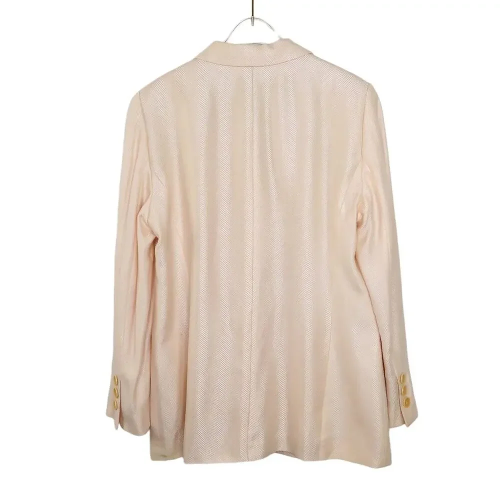 1980s Louis Feraud Light Pink Vintage Skirt Suit Blazer and Skirt Size 12